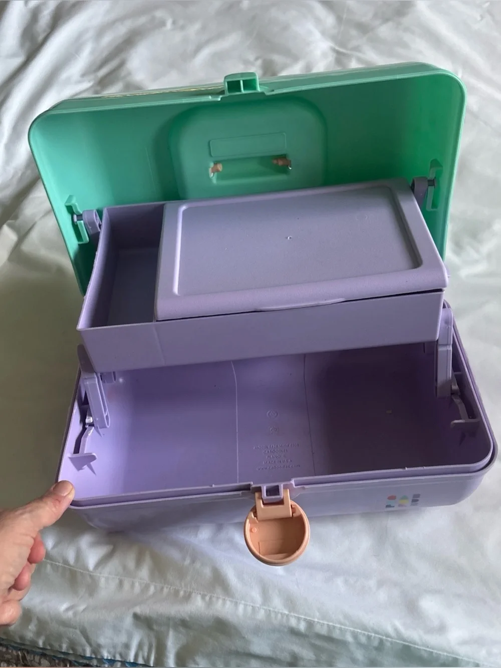 Vintage 90’s Caboodles of California Teal & Purple Makeup Box Case. Made in USA